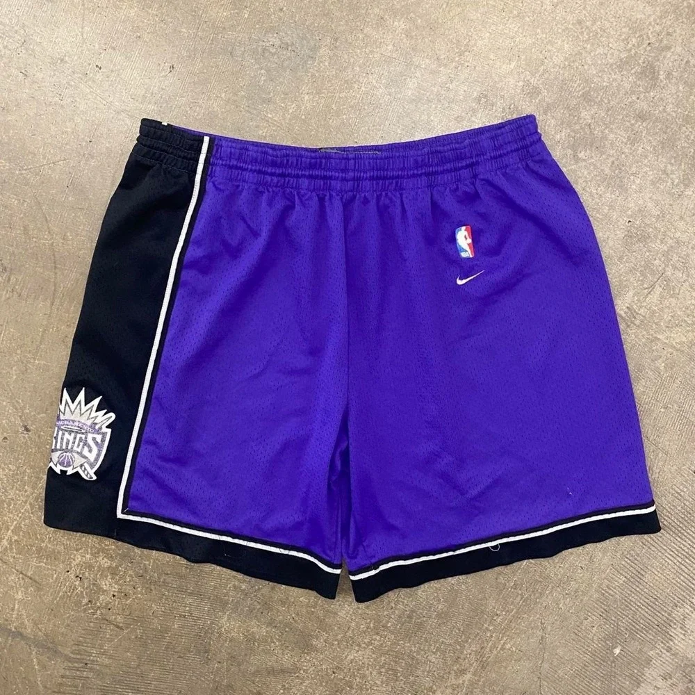 Vintage Sacramento Kings Nike NBA 90s Basketball Shorts Peja Webber Bibby XL